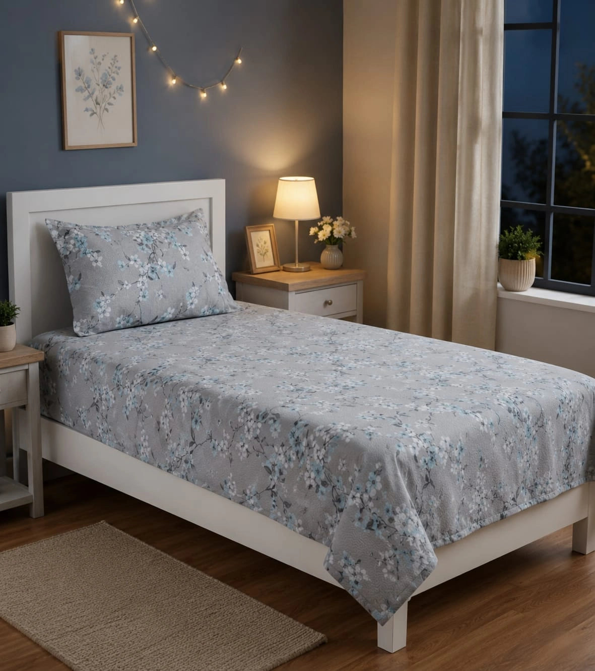 Single Bed Sheet Pair (Set) Pure Cotton-Design-3001