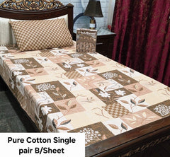 Single Bed Sheet Pair (Set) Pure Cotton-Design-303