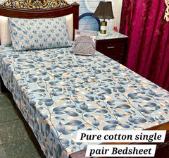 Single Bed Sheet Pair (Set) Pure Cotton-Design-304