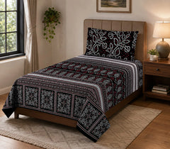 Single Bed Sheet Pair (Set) Pure Cotton-Design-796