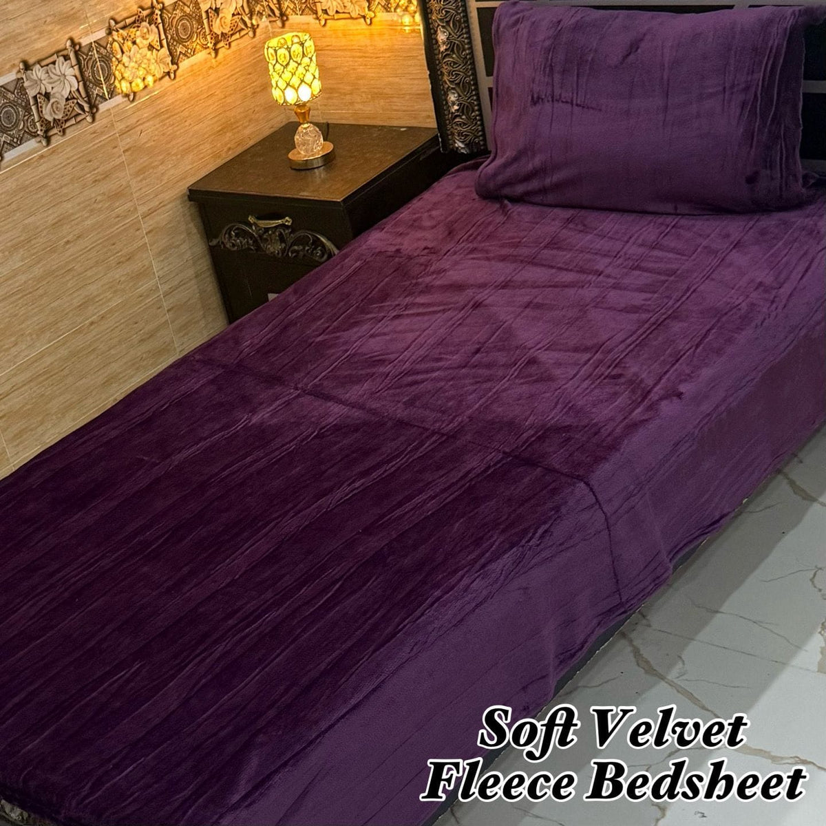 Soft Velvet Fleece Bedsheet Single Bed-634