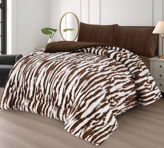 Premium 4-Piece Razai Set – Strawberry Brown & White – Double Bed Winter