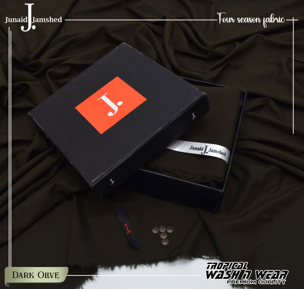 TROPICAL WASH & WEAR 4 SEASON  | UNSTITCHED KAMEEZ SHALWAR FABRIC-DARK OLIVE