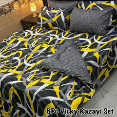 6 pcs Winter Vicky Razai Set | Winter Comforter Set (Soft Thick Comforter)
