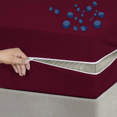 Waterproof mattress cover zipper style 6 sided-Mehroon-MPZ-621