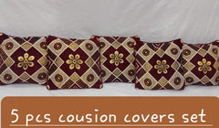Velvet Jacquard Cushion Covers - 5pcs Set