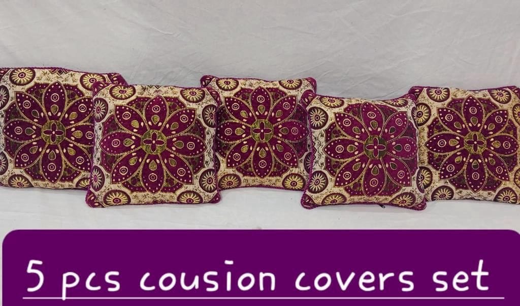 Velvet Jacquard Cushion Covers - 5pcs Set