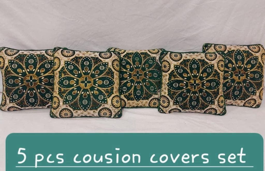 Velvet Jacquard Cushion Covers - 5pcs Set