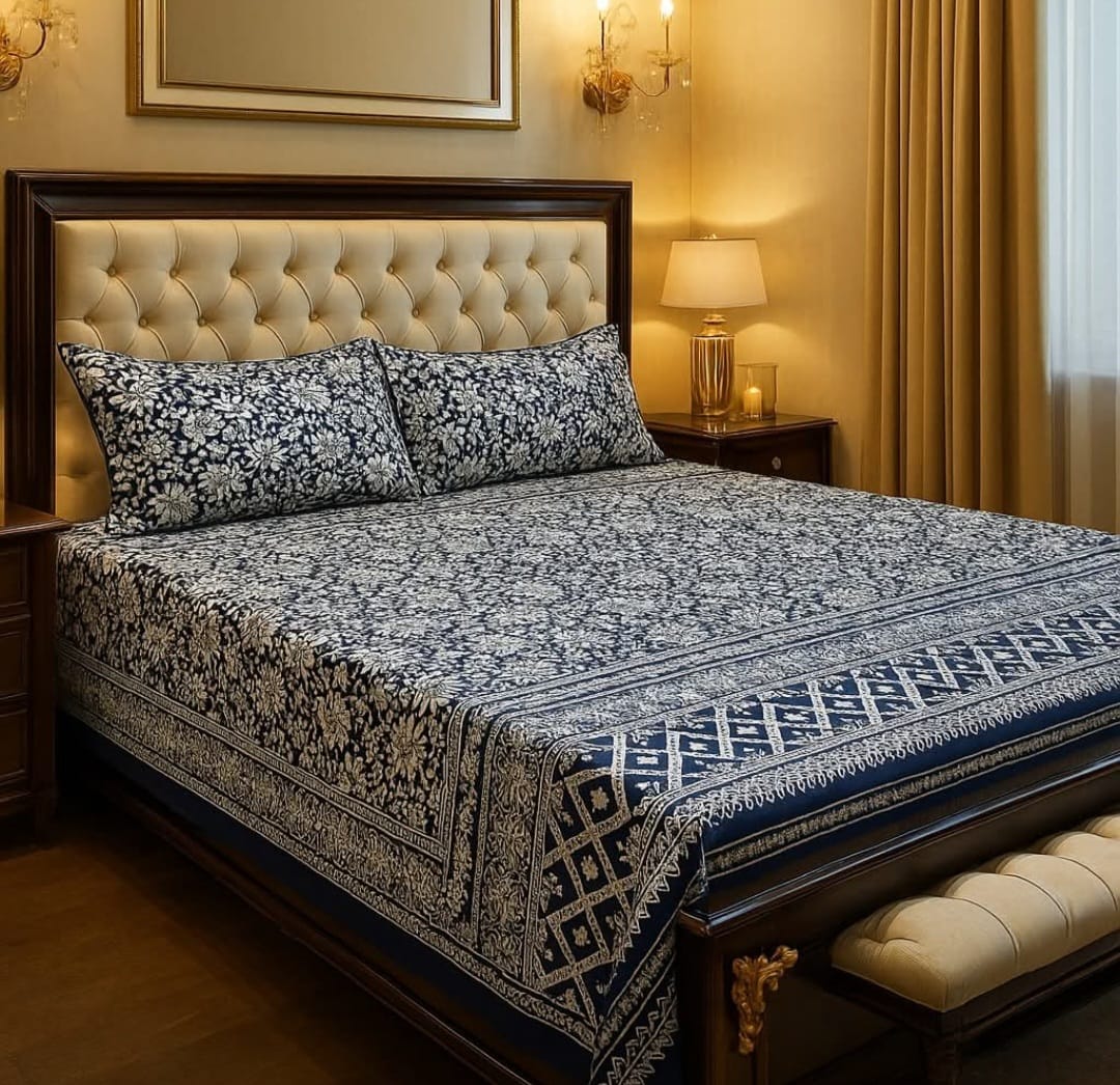 Crystal King Size Bed Sheet Set-3Pcs-Design-139