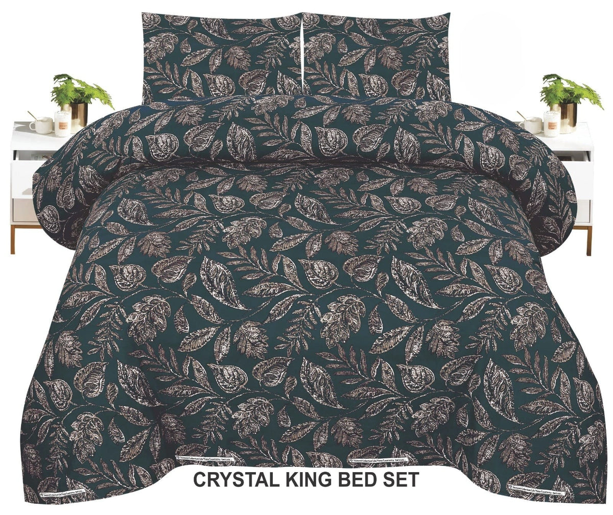 Crystal King Size Bed Sheet Set-3Pcs-Design-115