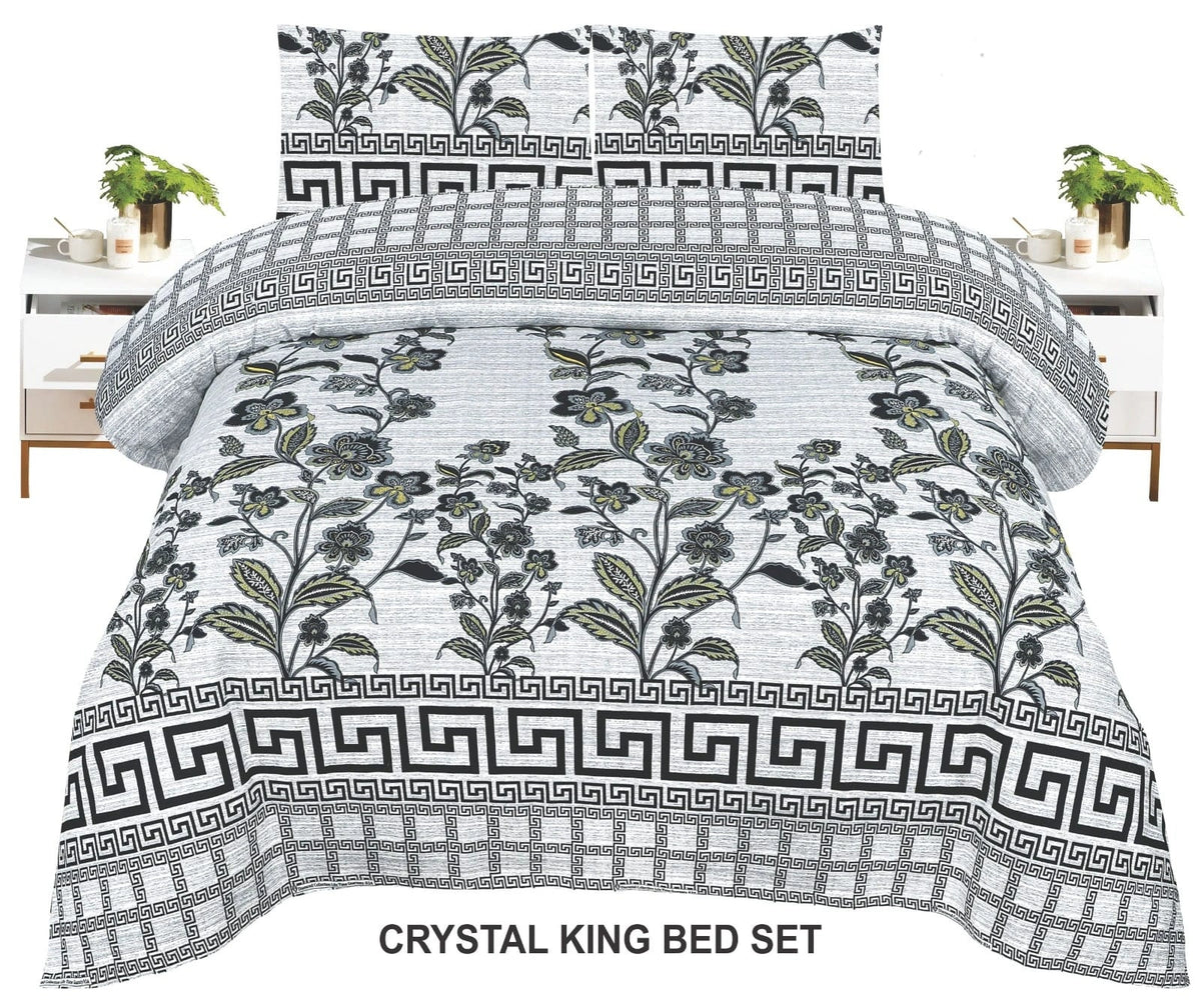 Crystal King Size Bed Sheet Set-3Pcs-Design-116