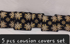 Velvet Jacquard Cushion Covers - 5pcs Set