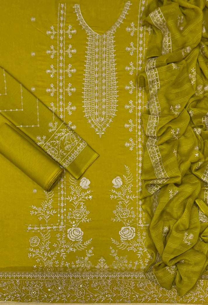 3 PIECE UNSTITCHED LAWN SUIT SUMMER COLLECTION 2025 (BAREEZE LAWN)