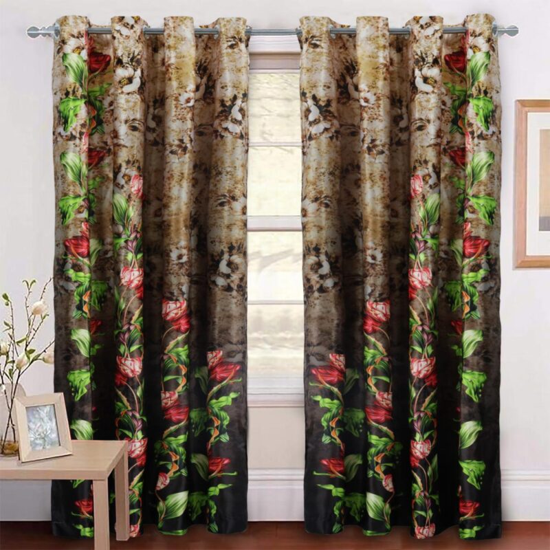 Imported Silk Curtains Blackout ( 2 Curtain Set )