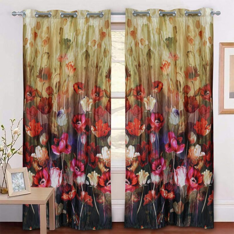 Imported Silk Curtains Blackout ( 2 Curtain Set )