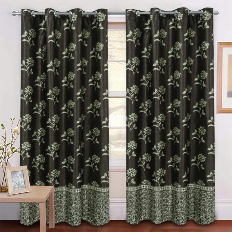 Imported Silk Curtains Blackout ( 2 Curtain Set )