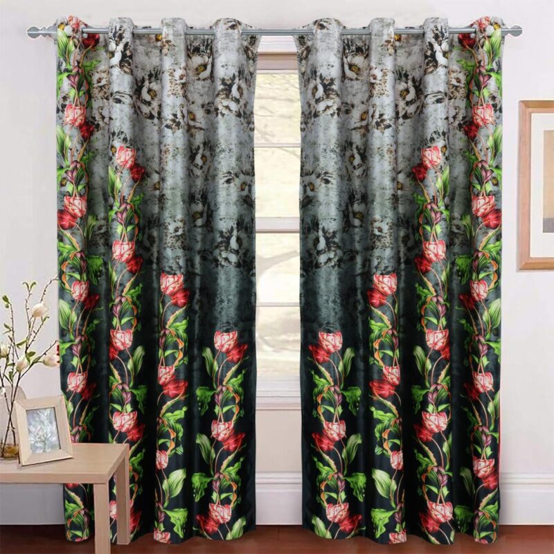 Imported Silk Curtains Blackout ( 2 Curtain Set )