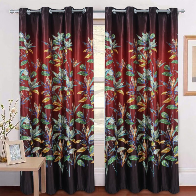 Imported Silk Curtains Blackout ( 2 Curtain Set )