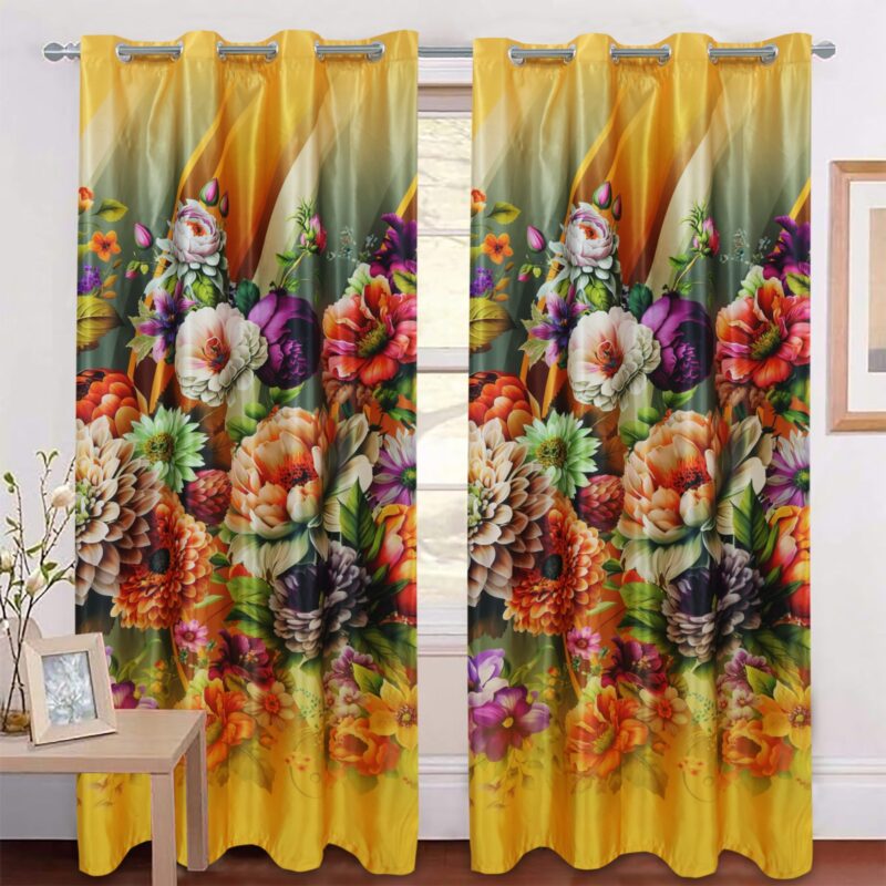 Imported Silk Curtains Blackout ( 2 Curtain Set )