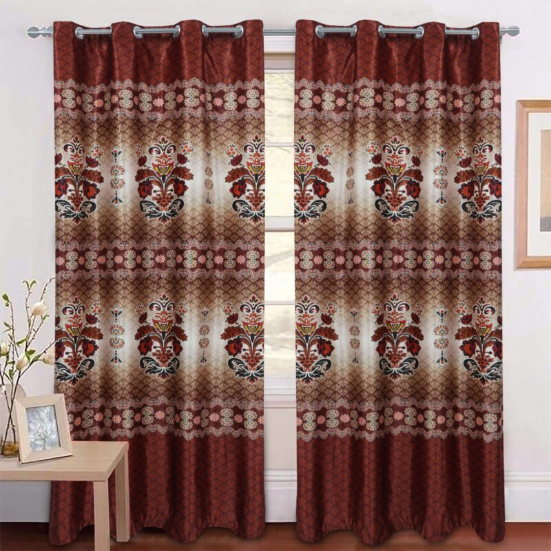 Imported Silk Curtains Blackout ( 2 Curtain Set )