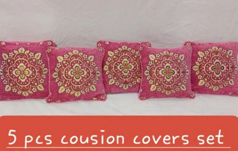 Velvet Jacquard Cushion Covers - 5pcs Set