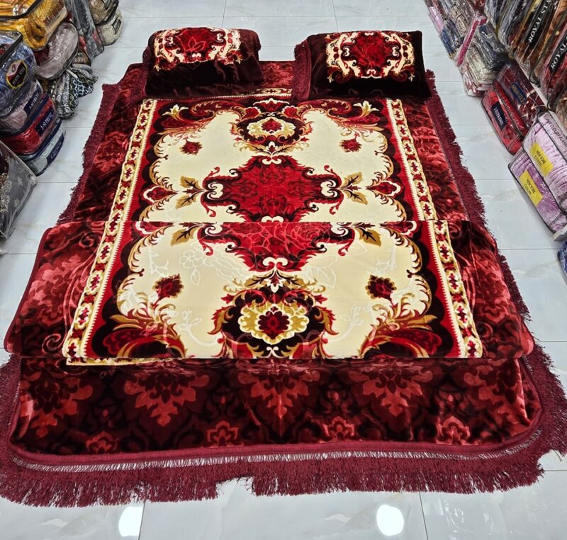 4pcs Embossed Bed Cover Set Double Bed