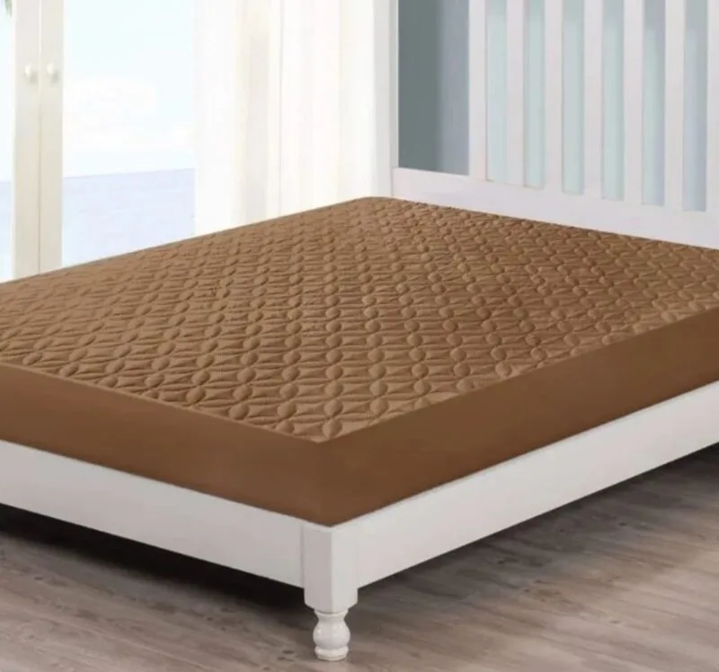 Quilted Waterproof Mattress Cover | Protector | Double Bed | King Size-Brown