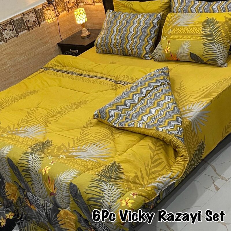 6 pcs Winter Vicky Razai Set | Winter Comforter Set (Soft Thick Comforter)