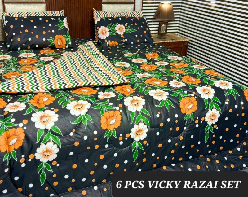 6 pcs Winter Vicky Razai Set | Winter Comforter Set (Soft Thick Comforter)