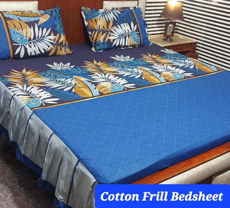 3 Piece Stitched 2 Sided Frill Bed Sheets | Elegant and Luxurious