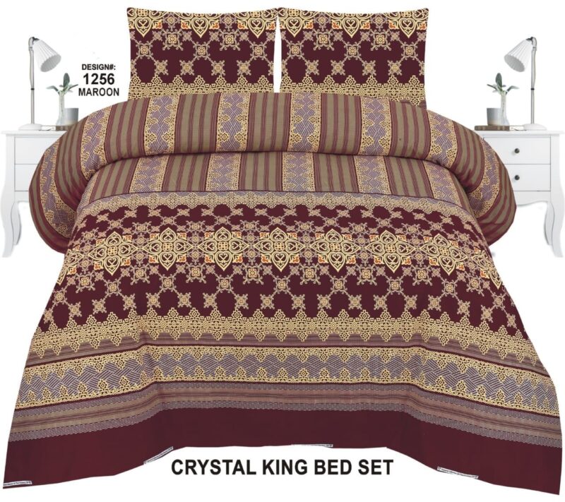 Crystal King Size Bed Sheet Set-3Pcs