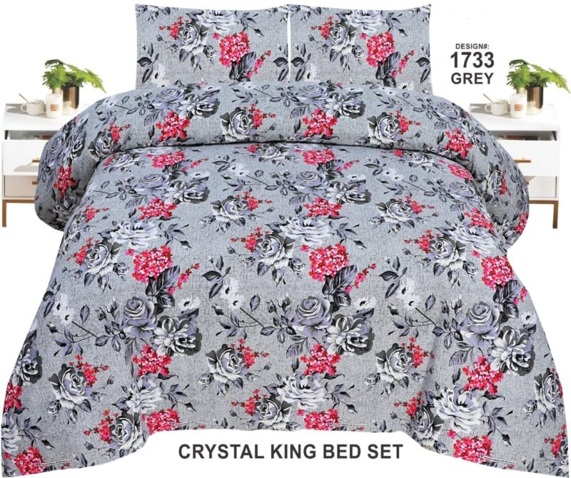 Crystal King Size Bed Sheet Set-3Pcs