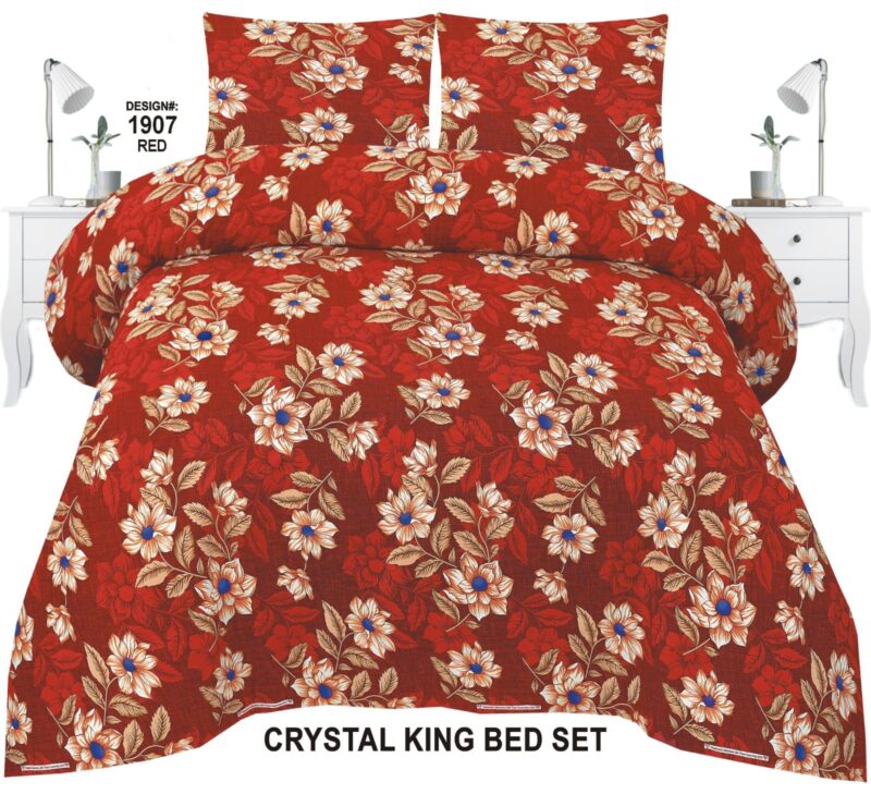 Crystal King Size Bed Sheet Set-3Pcs