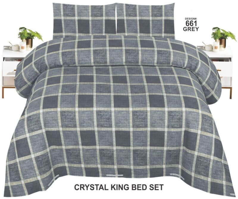 Crystal King Size Bed Sheet Set-3Pcs