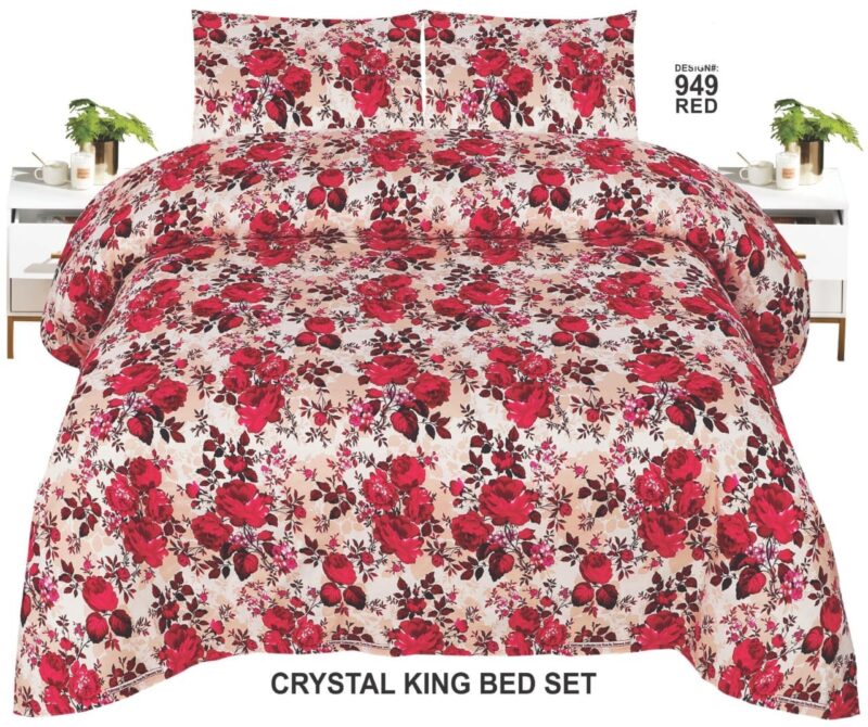 Crystal King Size Bed Sheet Set-3Pcs