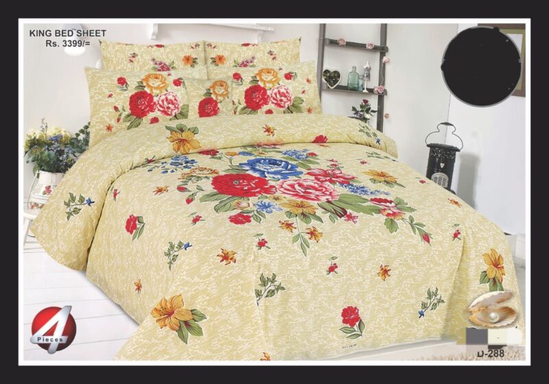 4Pcs Cotton Printed Bedsheet Set