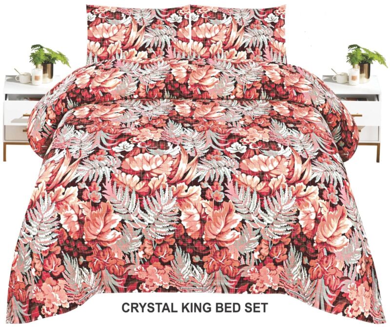 Crystal King Size Bed Sheet Set-3Pcs